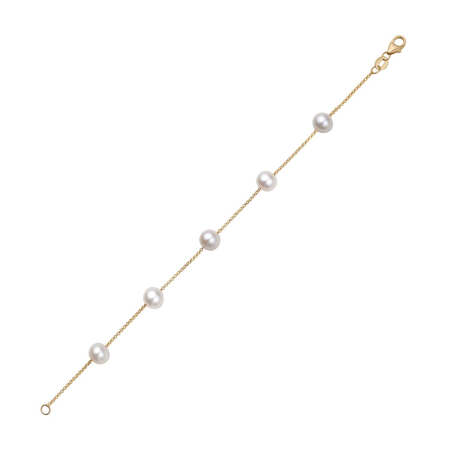 14K White Gold 6-7mm Freshwater Yellow Gold Tincup Bracelet