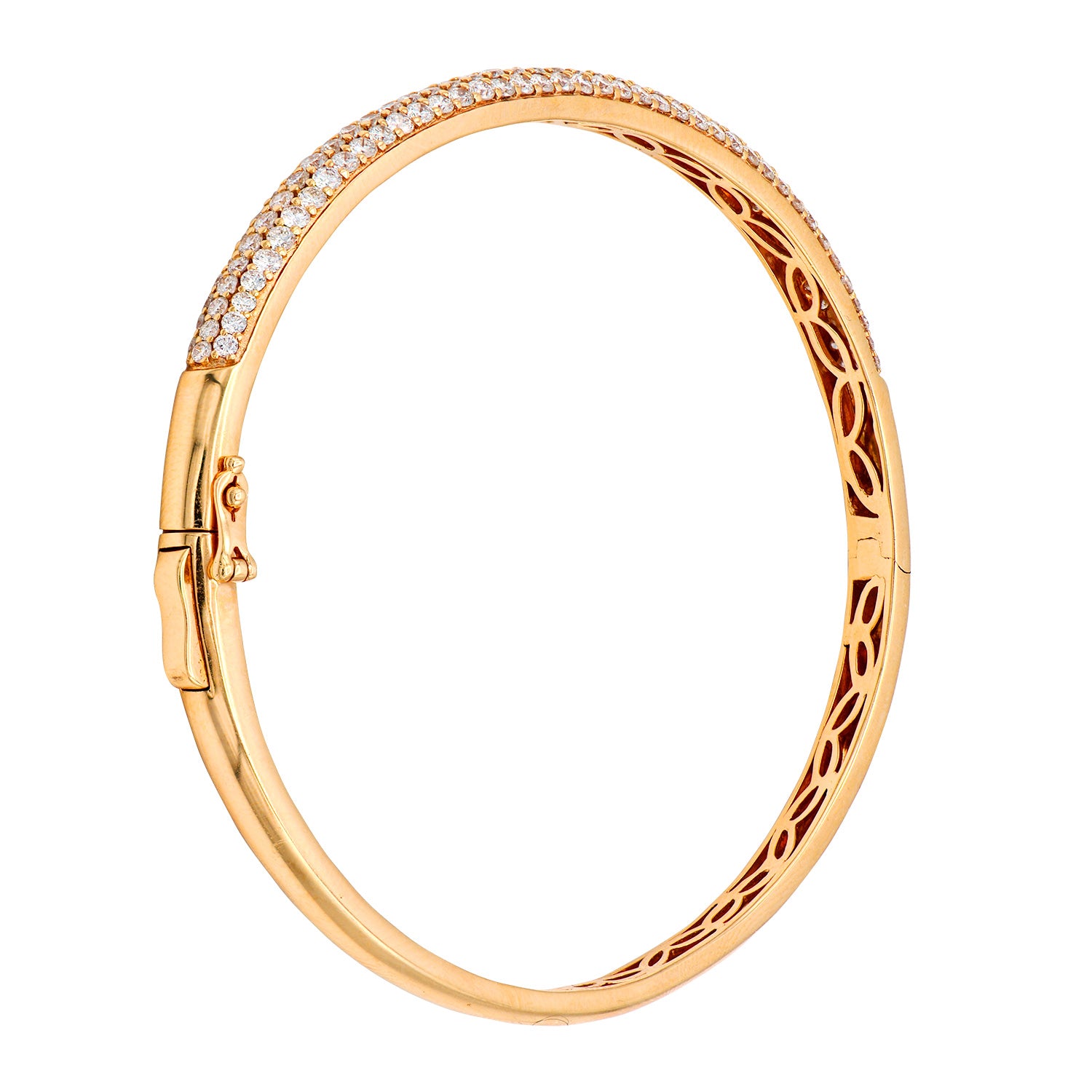 14K Rose Gold Three Row Diamond Bangle, 2.08ct