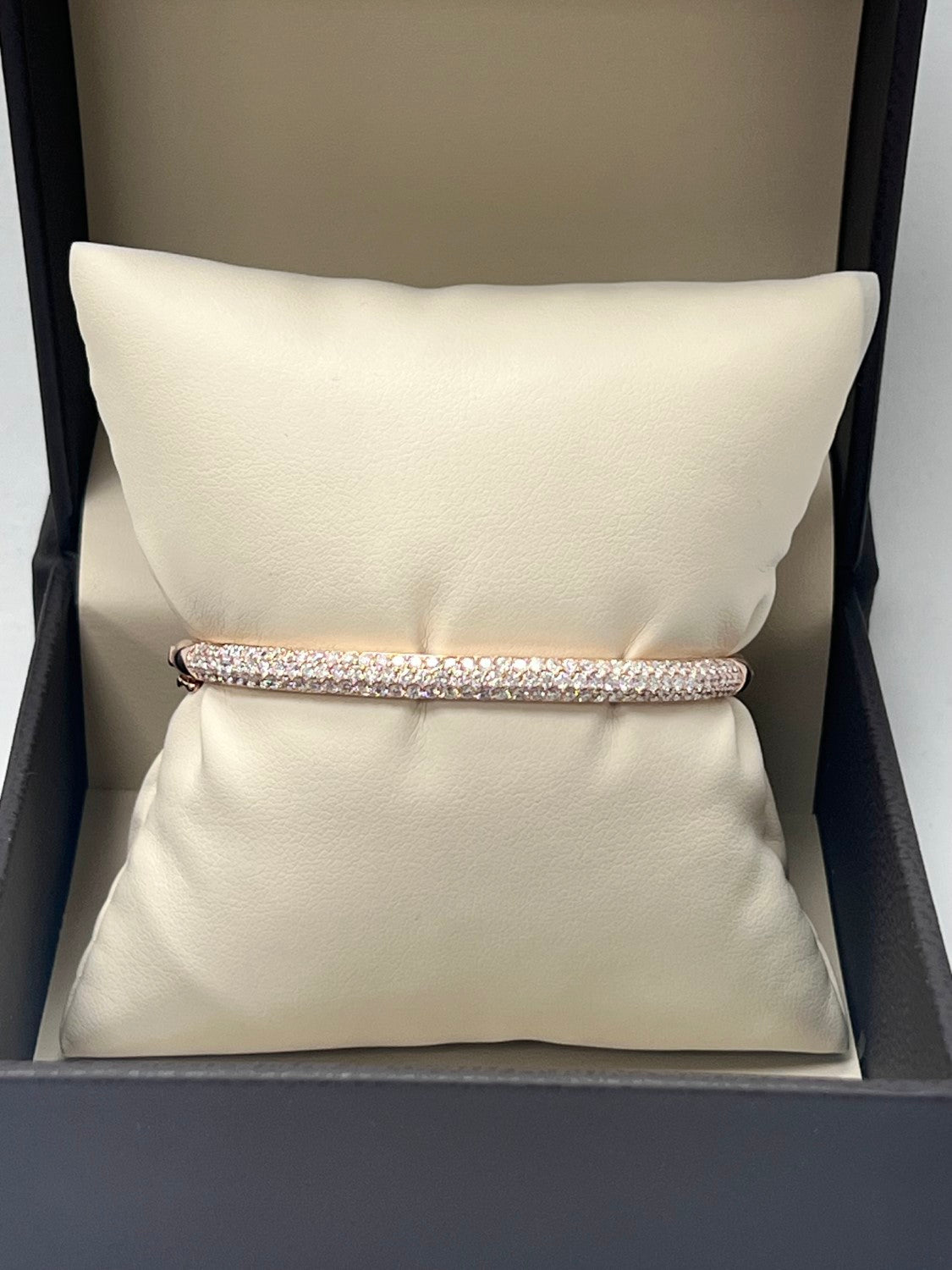 14K Rose Gold Three Row Diamond Bangle, 2.08ct
