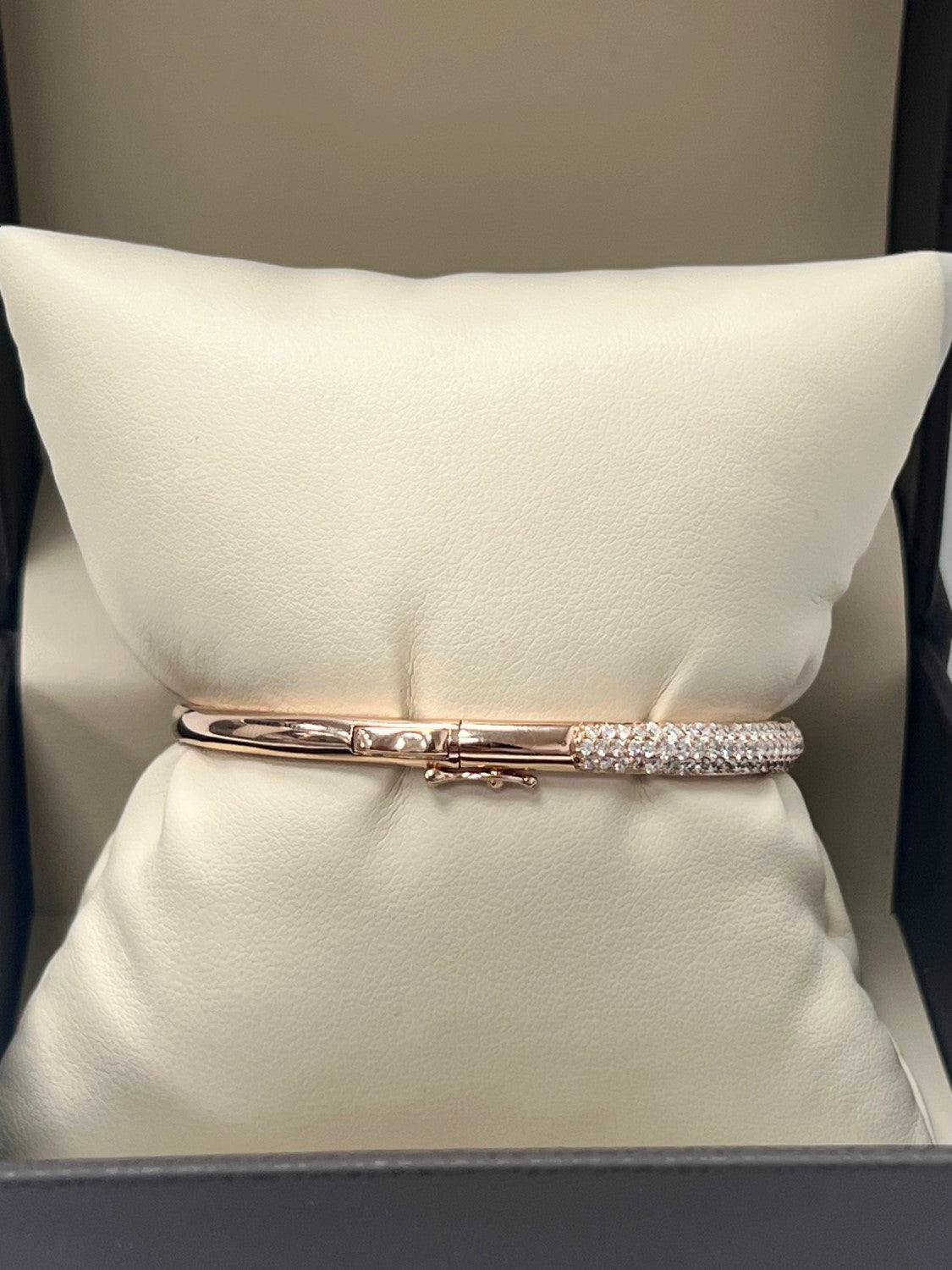 14K Rose Gold Three Row Diamond Bangle, 2.08ct