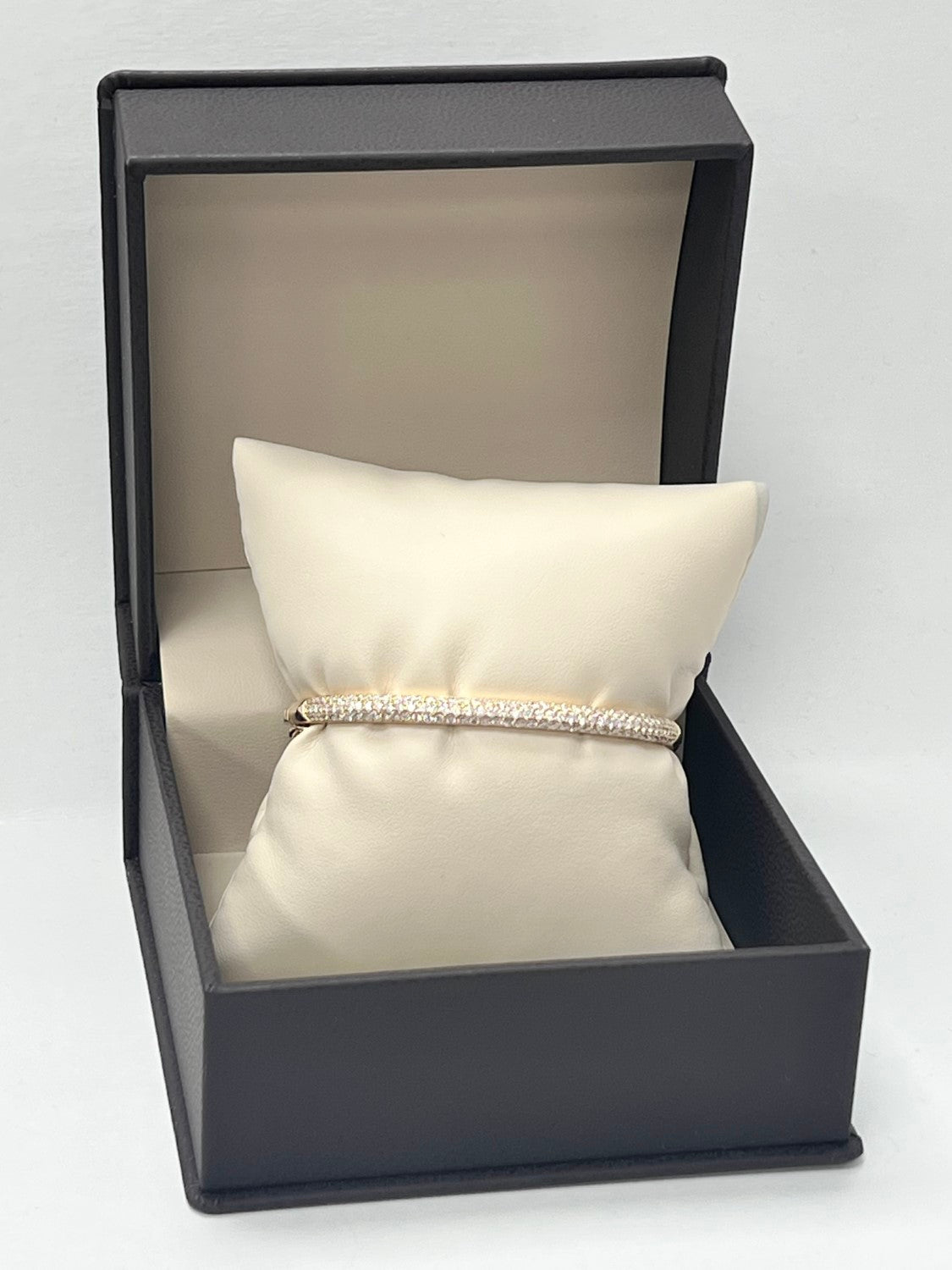 14K Yellow Gold Three Row Diamond Bangle, 2.08ct