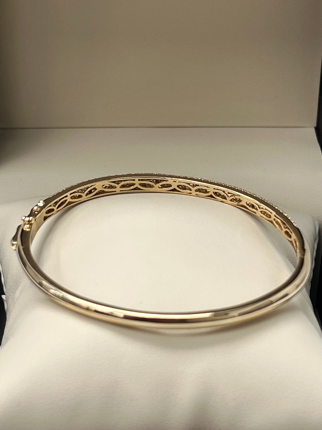 14K Yellow Gold Three Row Diamond Bangle, 2.08ct