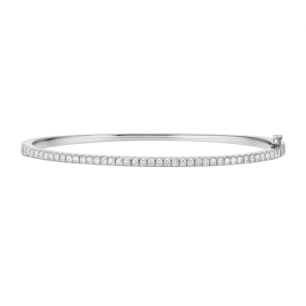 18K White Gold Diamond Bangle, 0.85ct