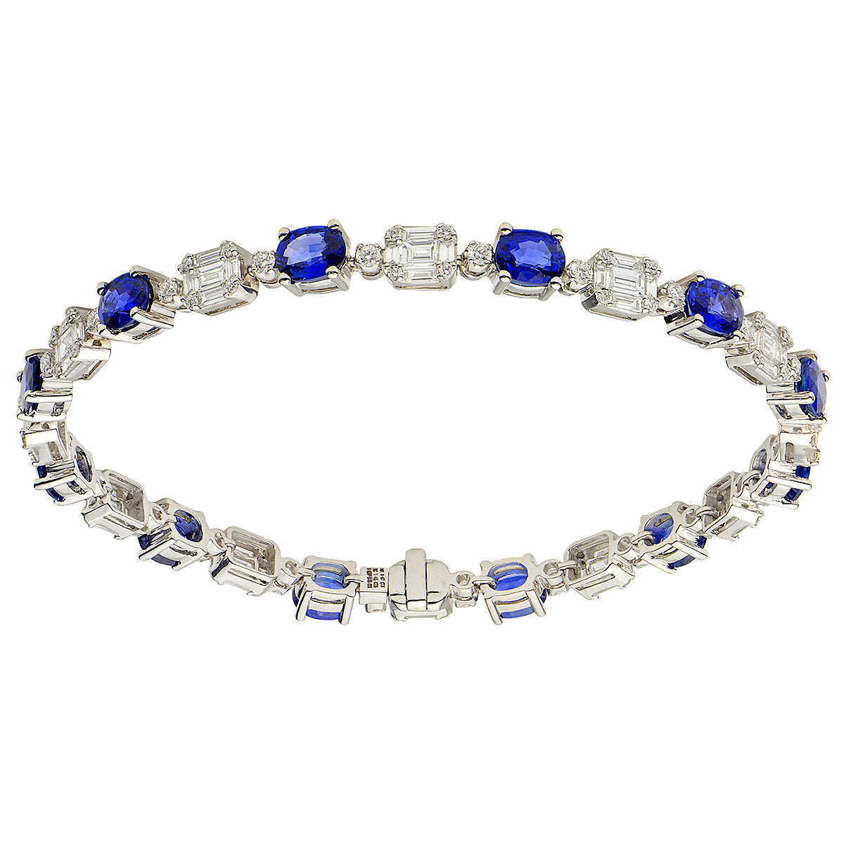 14K White Gold Blue Sapphire Bracelet