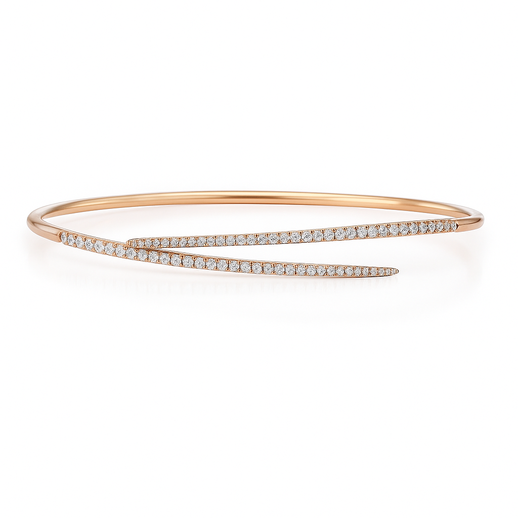 18K Rose Gold Diamond Bangle Bracelet, 0.53ct