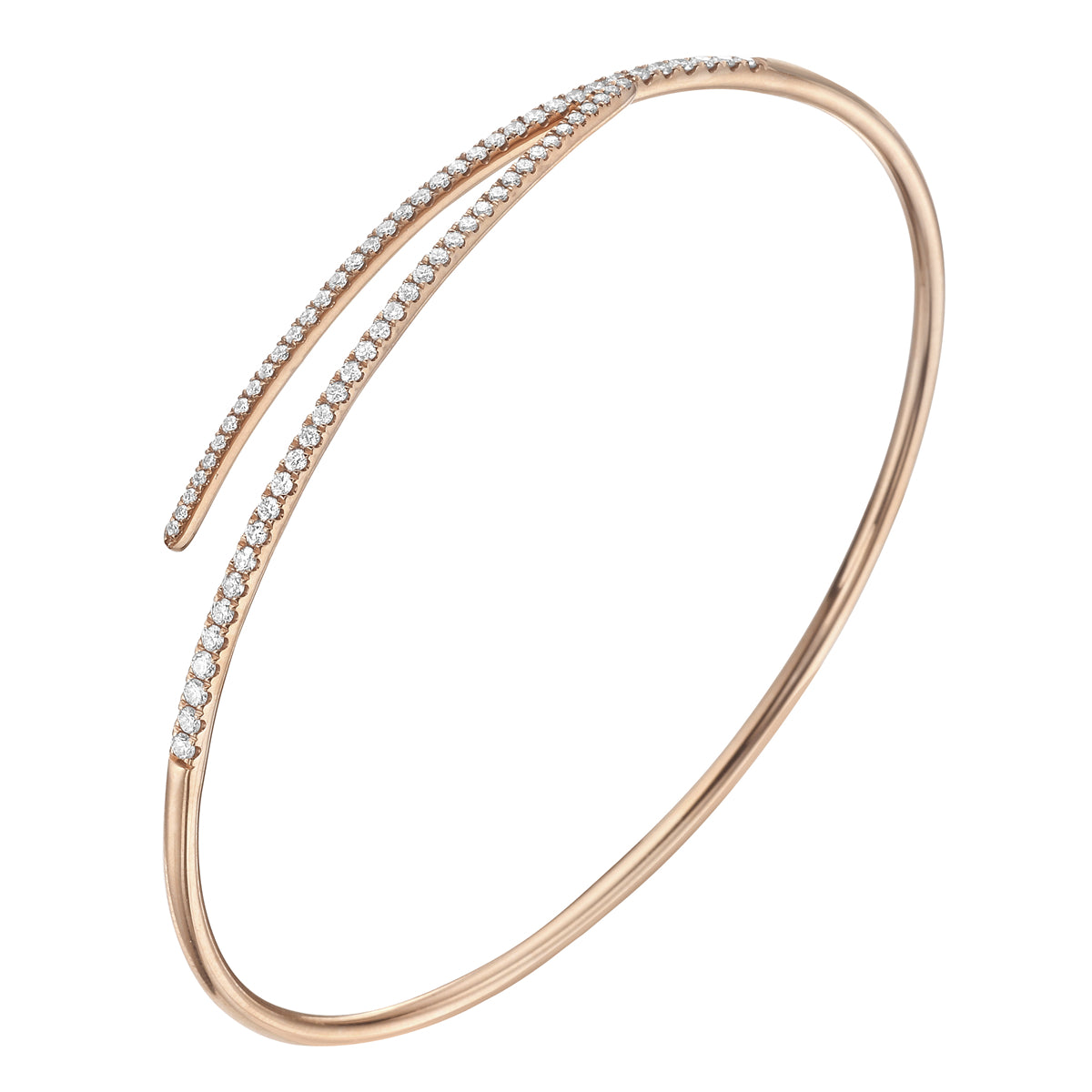 18K Rose Gold Diamond Bangle Bracelet, 0.53ct