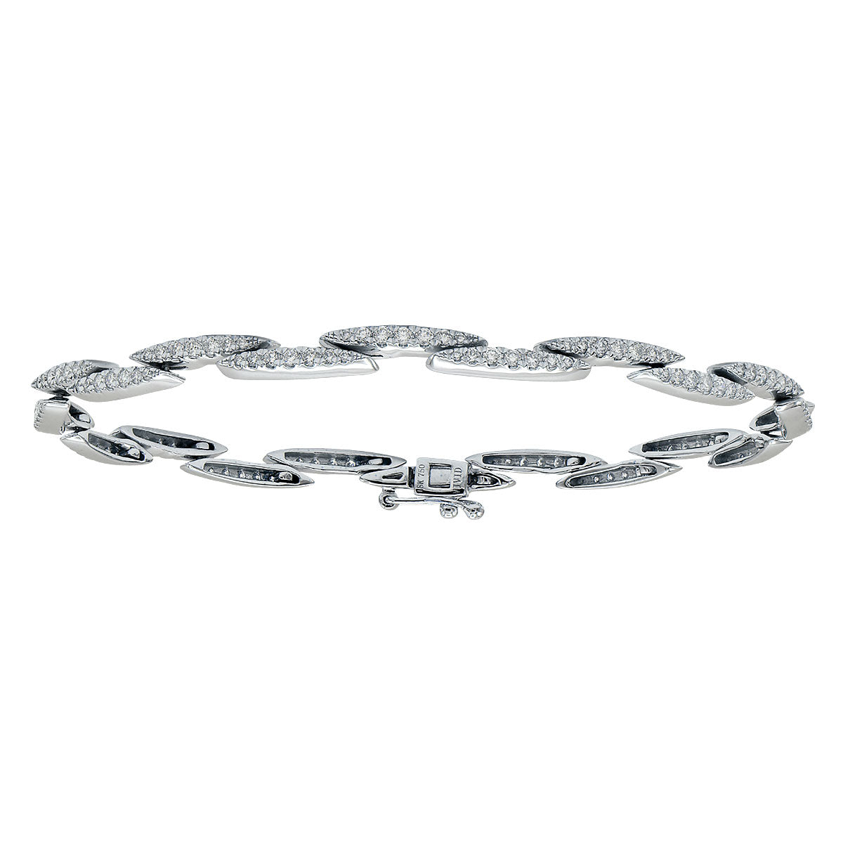 14K White Gold Diamond Steps Bracelet