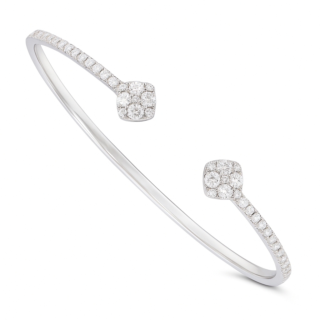 18K White Gold Diamond Bangle, 1.32ct