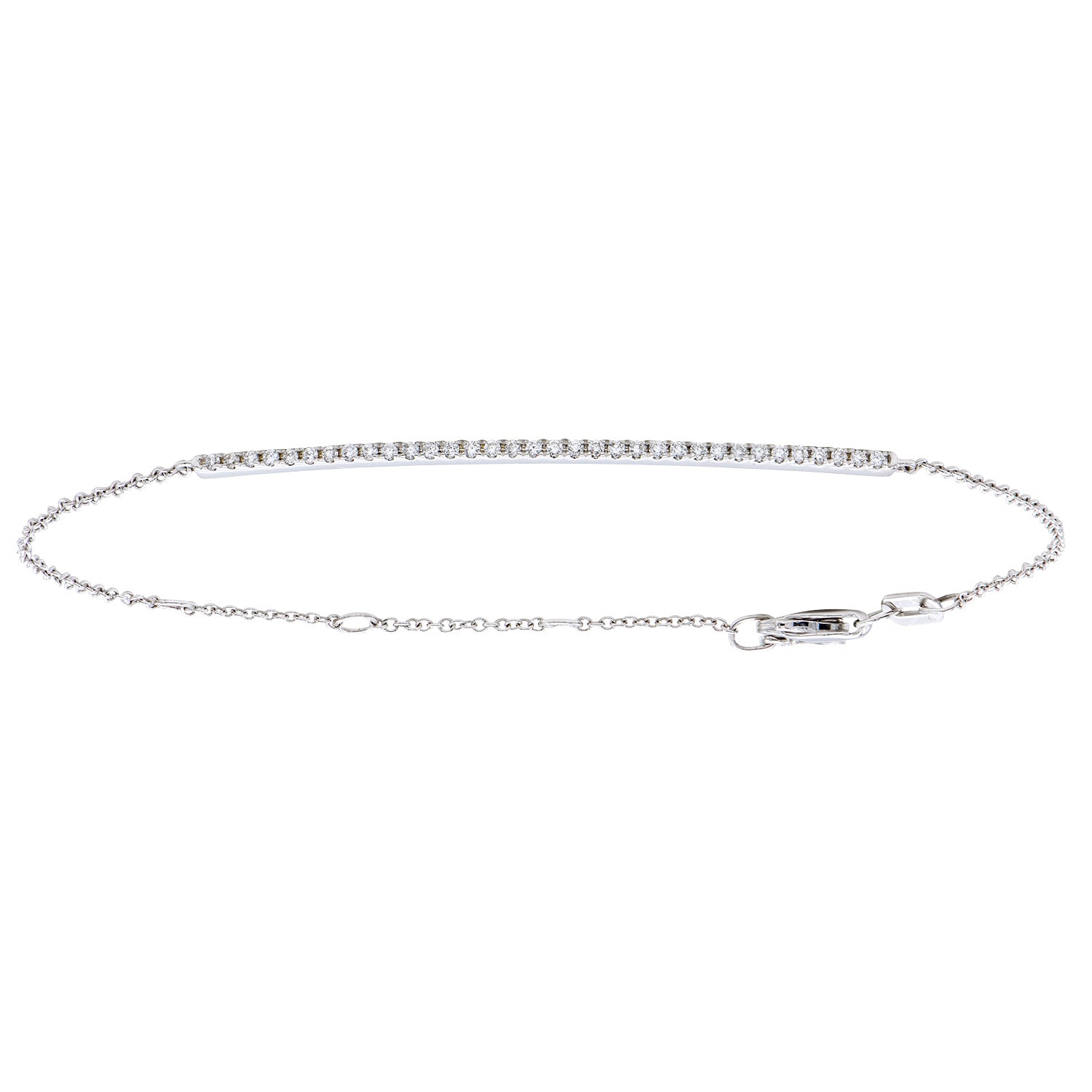 14K White Gold Diamond Bar Bracelet - Small, 0.15ct