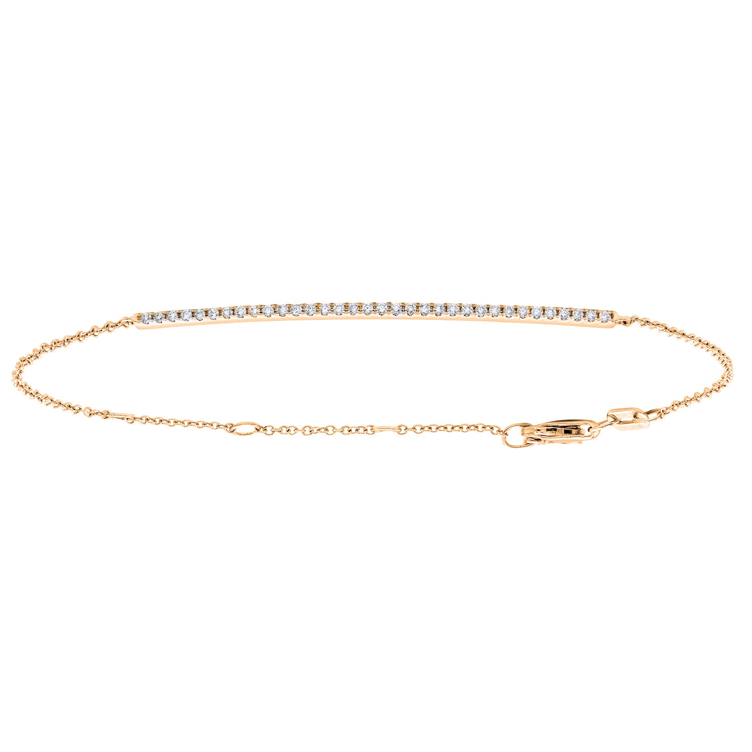 14K Rose Gold Diamond Bar Bracelet - Small, 0.15ct
