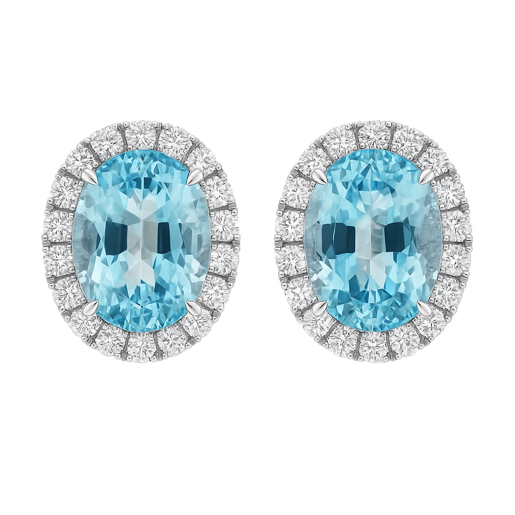 Handmade 18K White Gold Aquamarine Earrings, 8.67ct