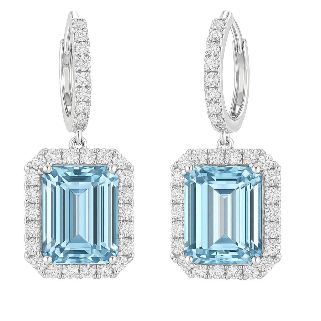 Handmade 18K White Gold Aquamarine Earrings
