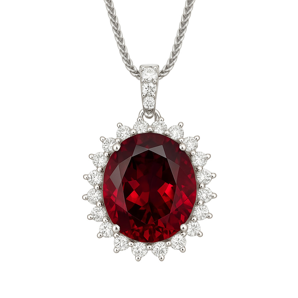 Handmade 14K White Gold Rhodolite Pendant, 7.09ct