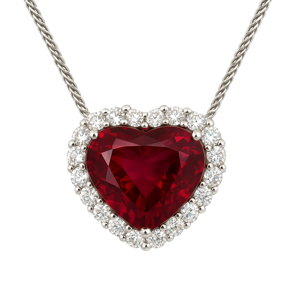 Handmade 18K White Gold Rubellite Pendant, 6.18ct