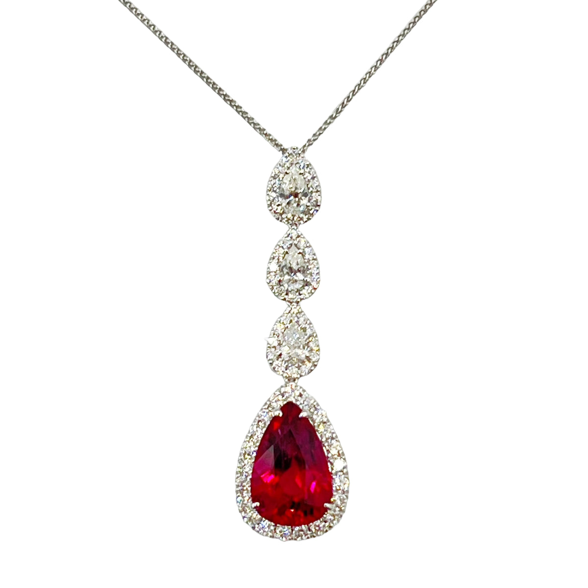 Handmade 18K White Gold Rubellite Pendant, 4.61ct