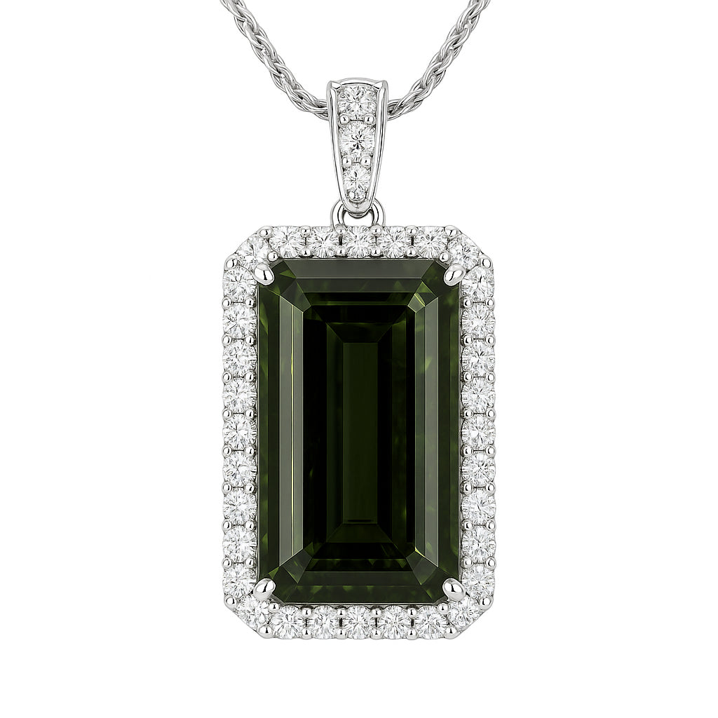 Handmade 18K White Gold Tourmaline Pendant, 9.75ct