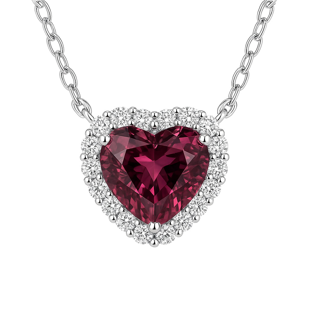 Handmade 18K White Gold Pink Tourmaline Halo Pendant, 4.63ct