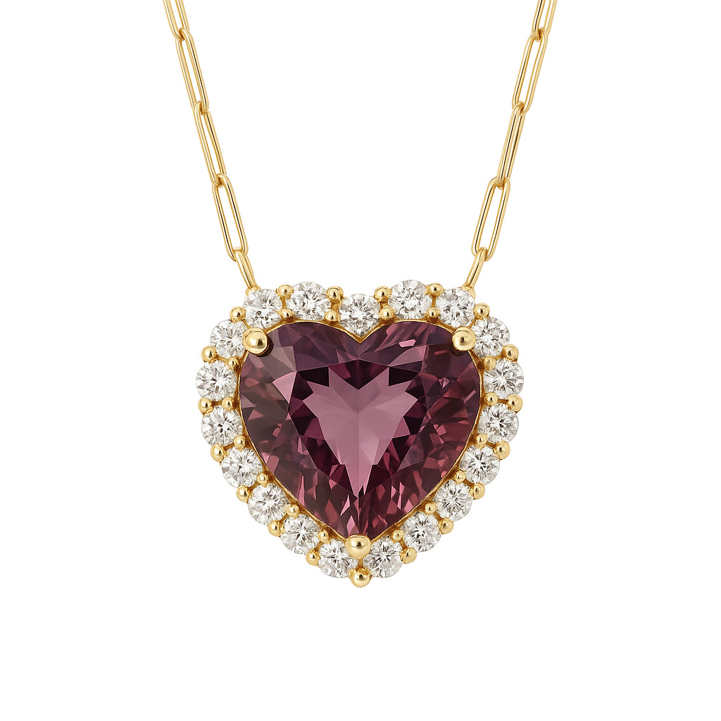 Handmade 18K Yellow Gold Pink Tourmaline Necklace, 5.75ct