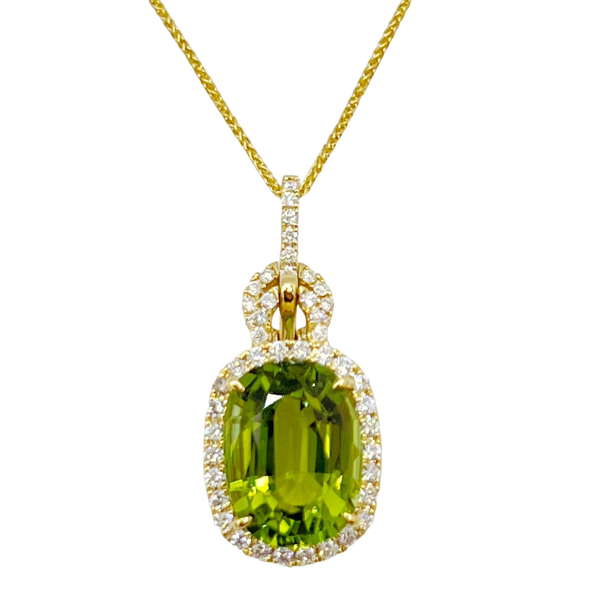 Handmade 18K Yellow Gold Tourmaline Pendant, 5.42ct