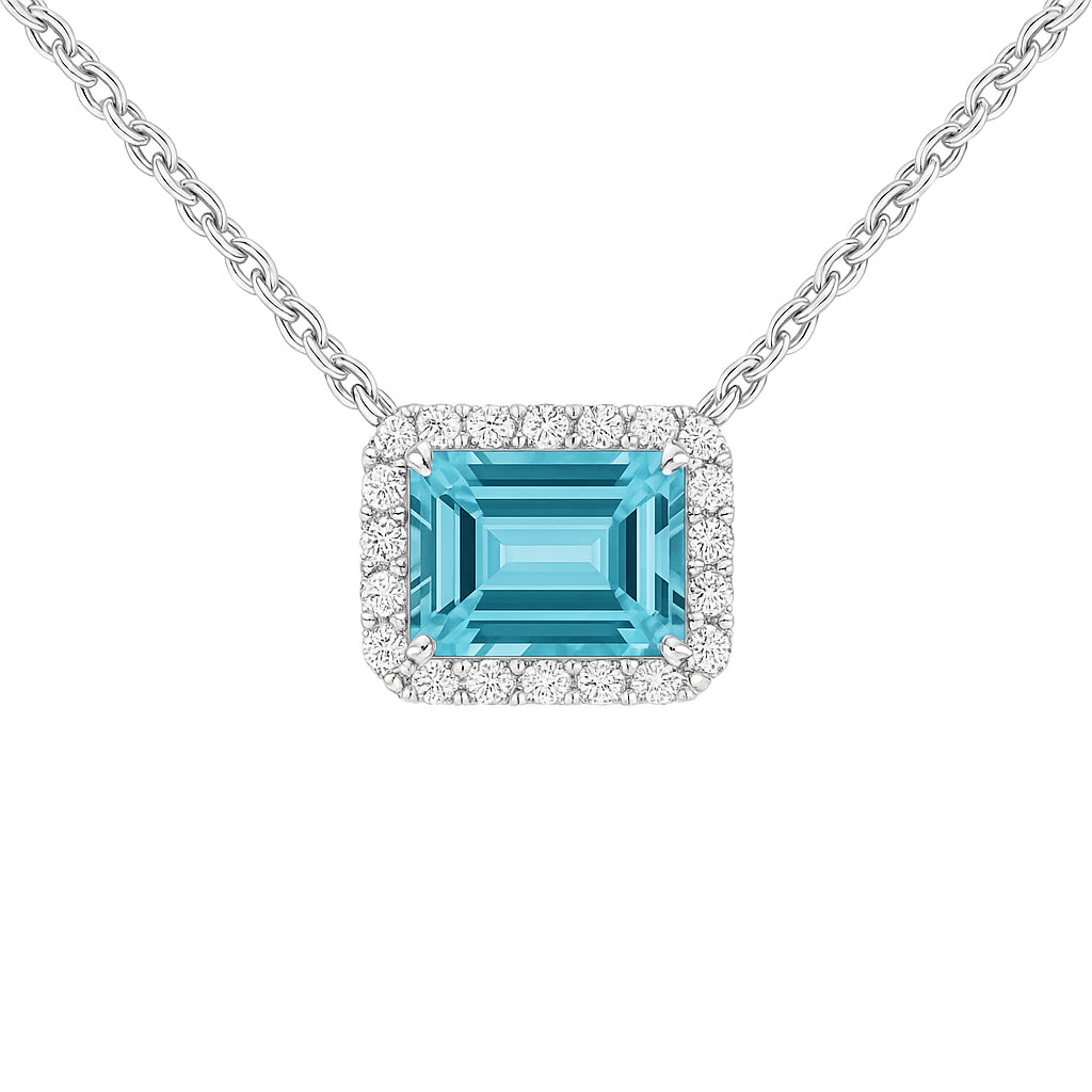 Handmade 14K White Gold Aquamarine Necklace, 4.4ct