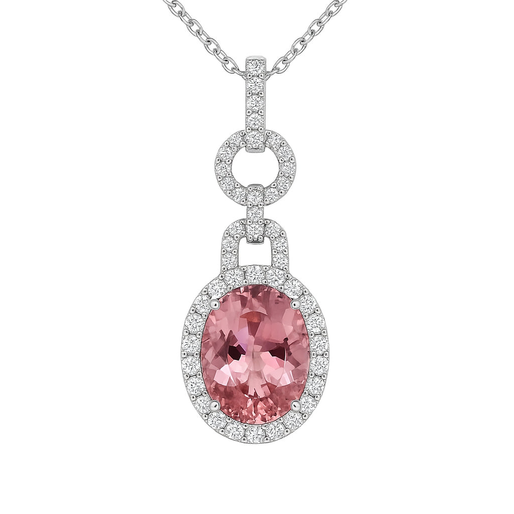 Handmade 18K White Gold Pink Tourmaline Pendant, 4.39ct