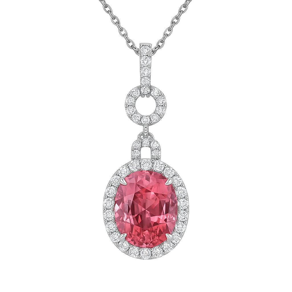 Handmade 18K White Gold Pink Tourmaline Pendant, 7.67ct