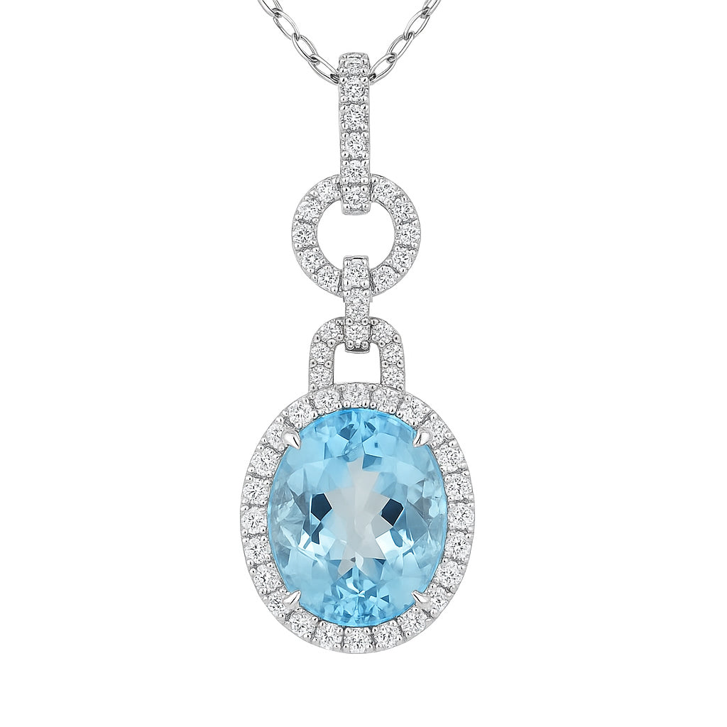 Handmade 18K White Gold Aquamarine Pendant, 5.23ct