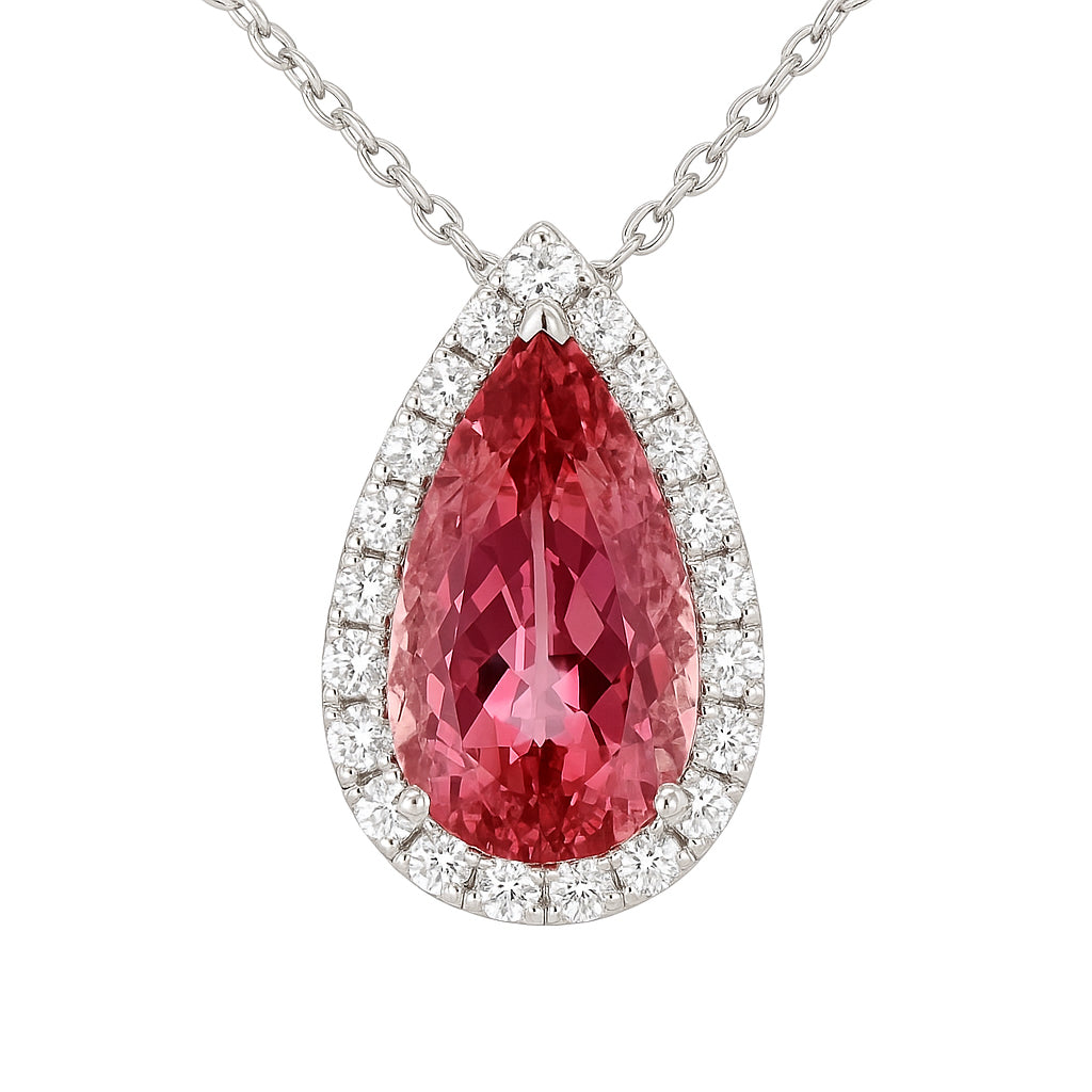Handmade 18K White Gold Pink Tourmaline Pendant, 4.54ct