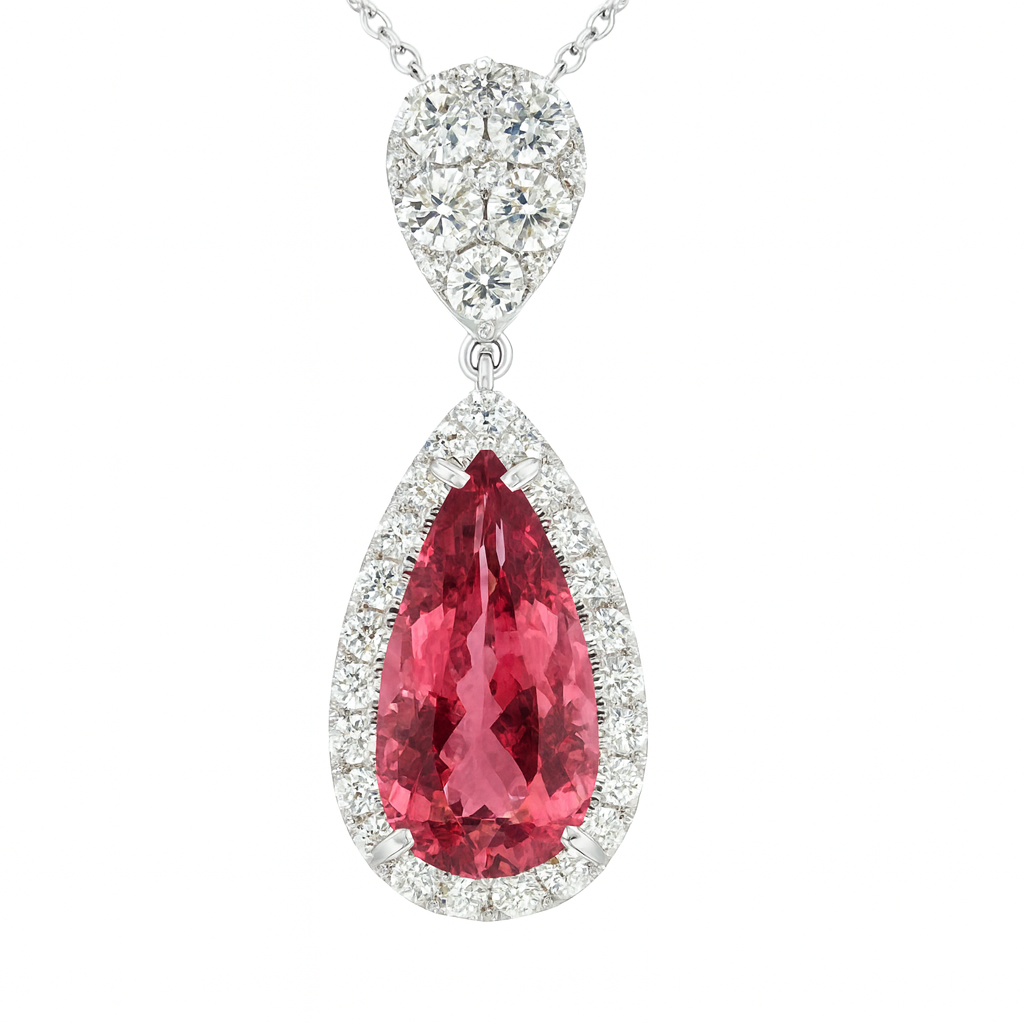 Handmade 18K White Gold Pink Tourmaline Pendant, 7.98ct