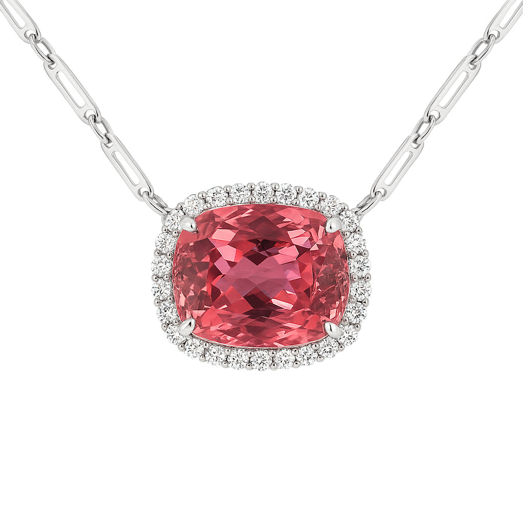 Handmade 14K White Gold Pink Tourmaline Pendant, 7.71ct