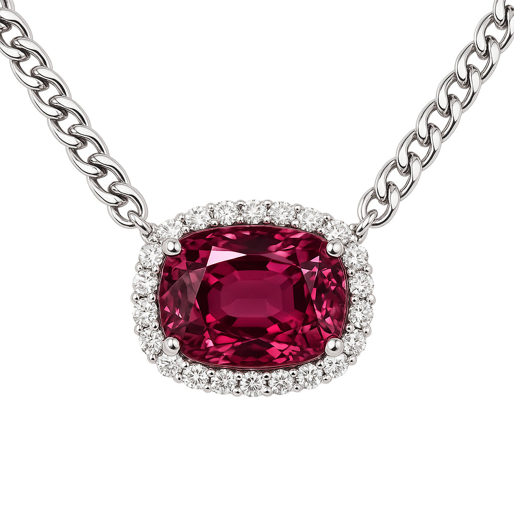 Handmade 14K White Gold Pink Tourmaline Pendant, 5.06ct