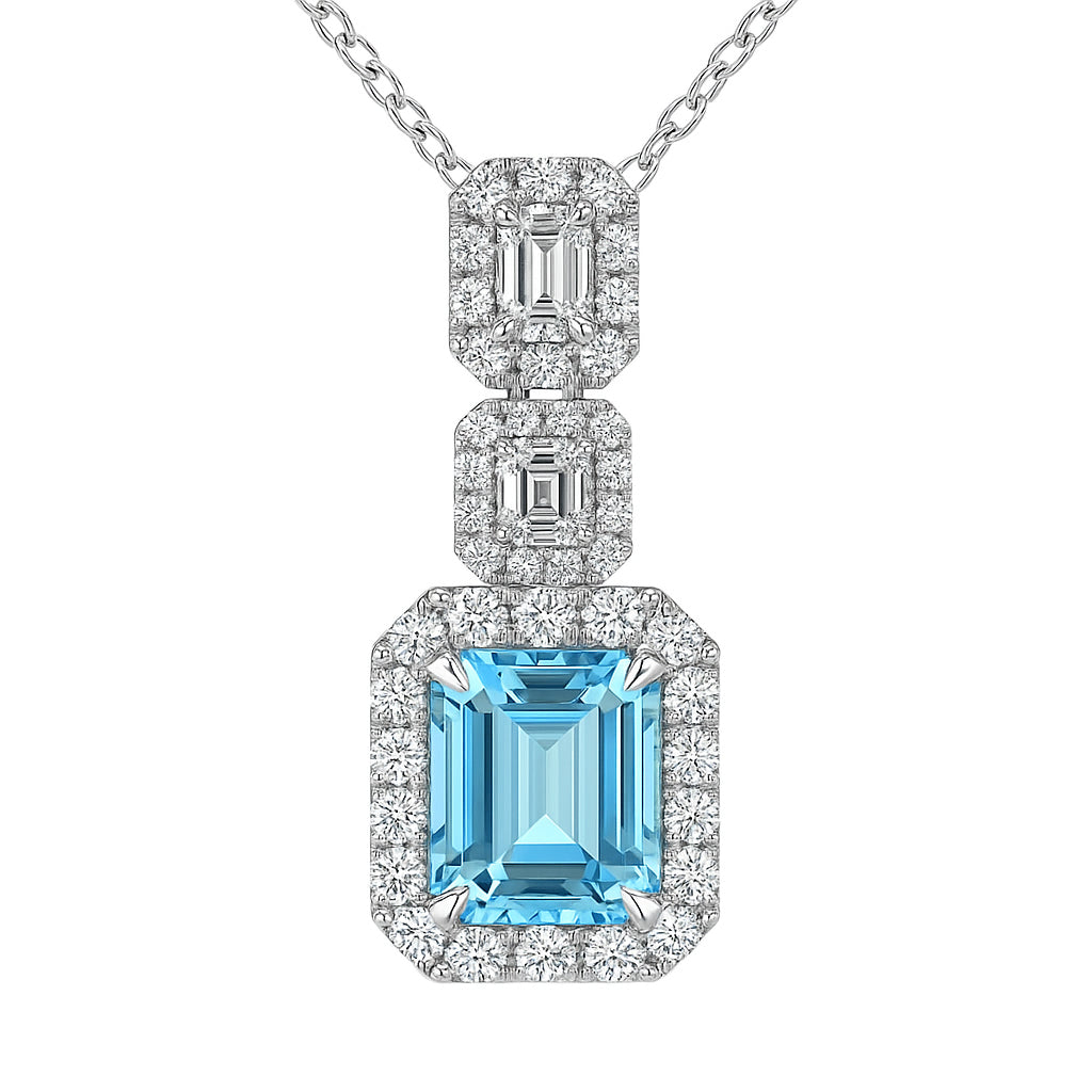 Handmade 18K White Gold Aquamarine Pendant, 4.19ct