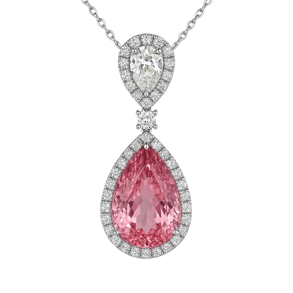 Handmade 18K White Gold Pink Tourmaline Pendant, 10.14ct