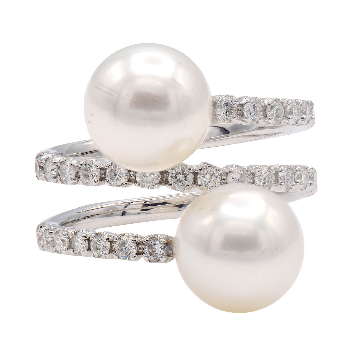 14K White Gold Akoya Pearl Ring, 8.50-9mm, 0.62ct