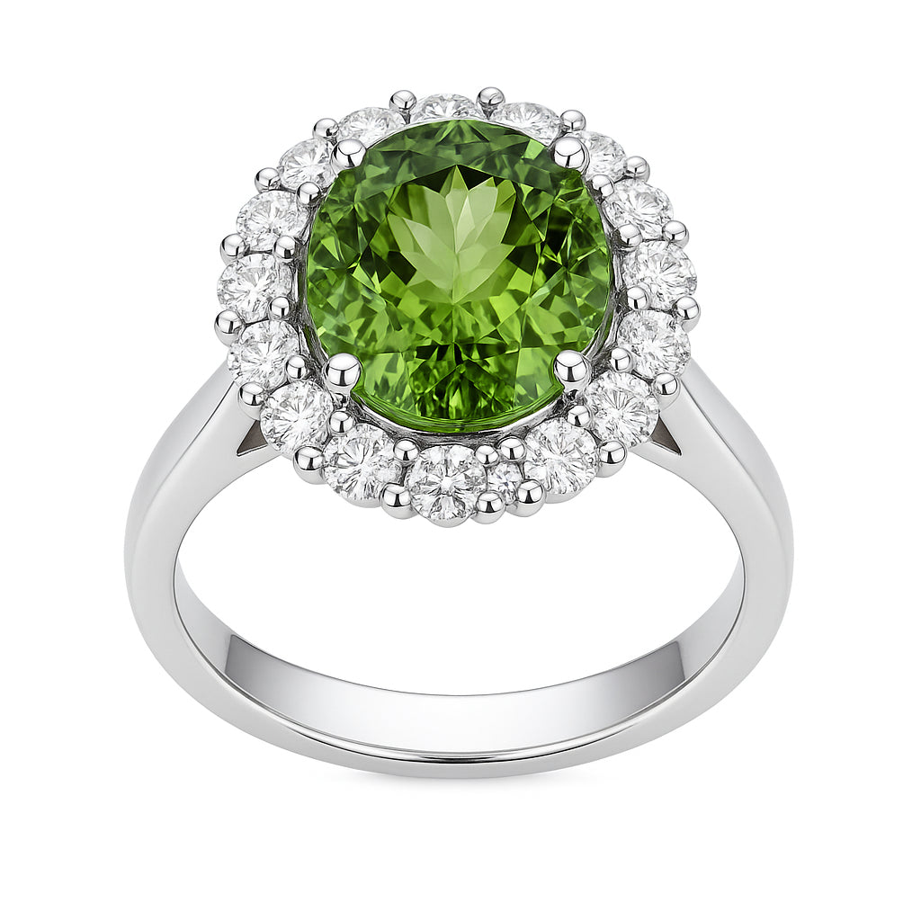 Handmade 18K White Gold Tourmaline Ring, 6.38ct