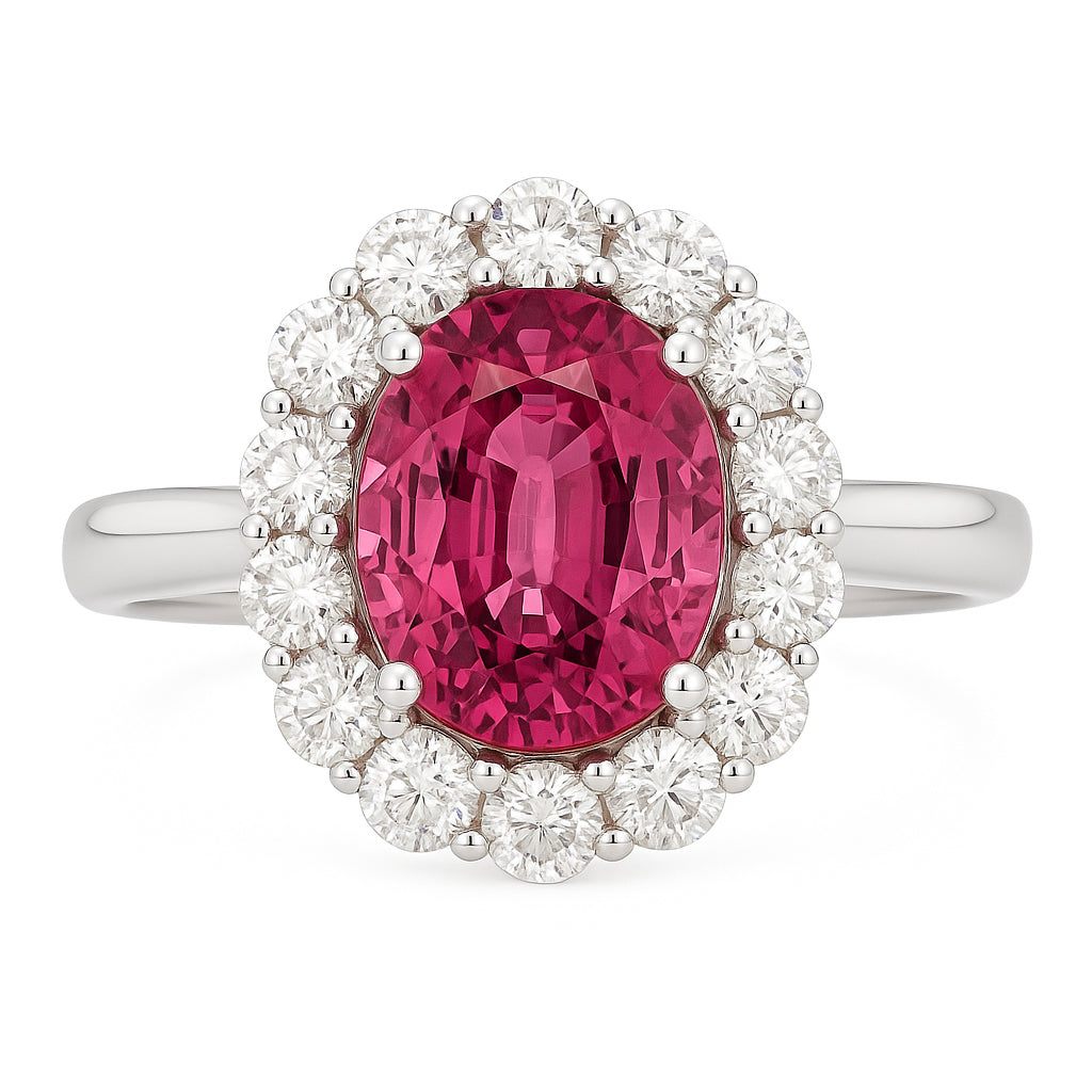 Handmade 18K White Gold Tourmaline Ring, 3.31ct