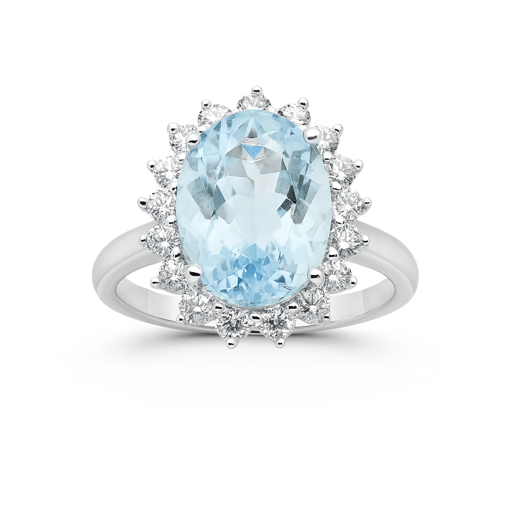 Handmade 18K White Gold Aquamarine Ring, 4.38ct