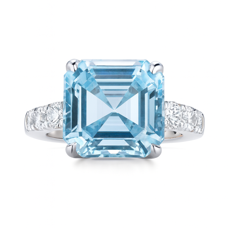 Handmade 18K White Gold Aquamarine Ring, 5.59ct