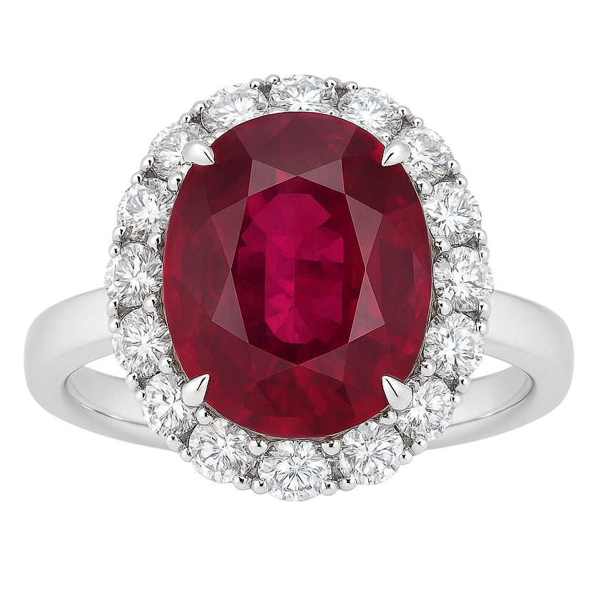 Handmade 18K White Gold Rubellite Ring, 6.97ct
