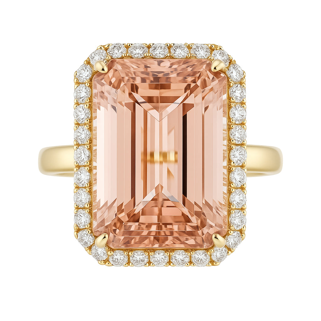 Handmade 18K White Gold Morganite Ring, 12.87ct