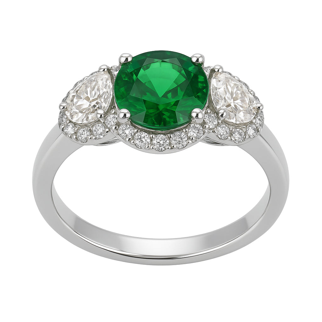 Handmade 18K White Gold Tsavorite Ring, 1.13ct