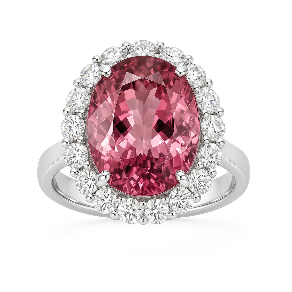 Handmade 18K White Gold Pink Tourmaline Ring, 8.2ct