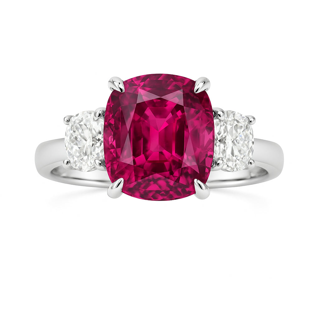Handmade 18K White Gold Rubellite Ring, 4.8ct