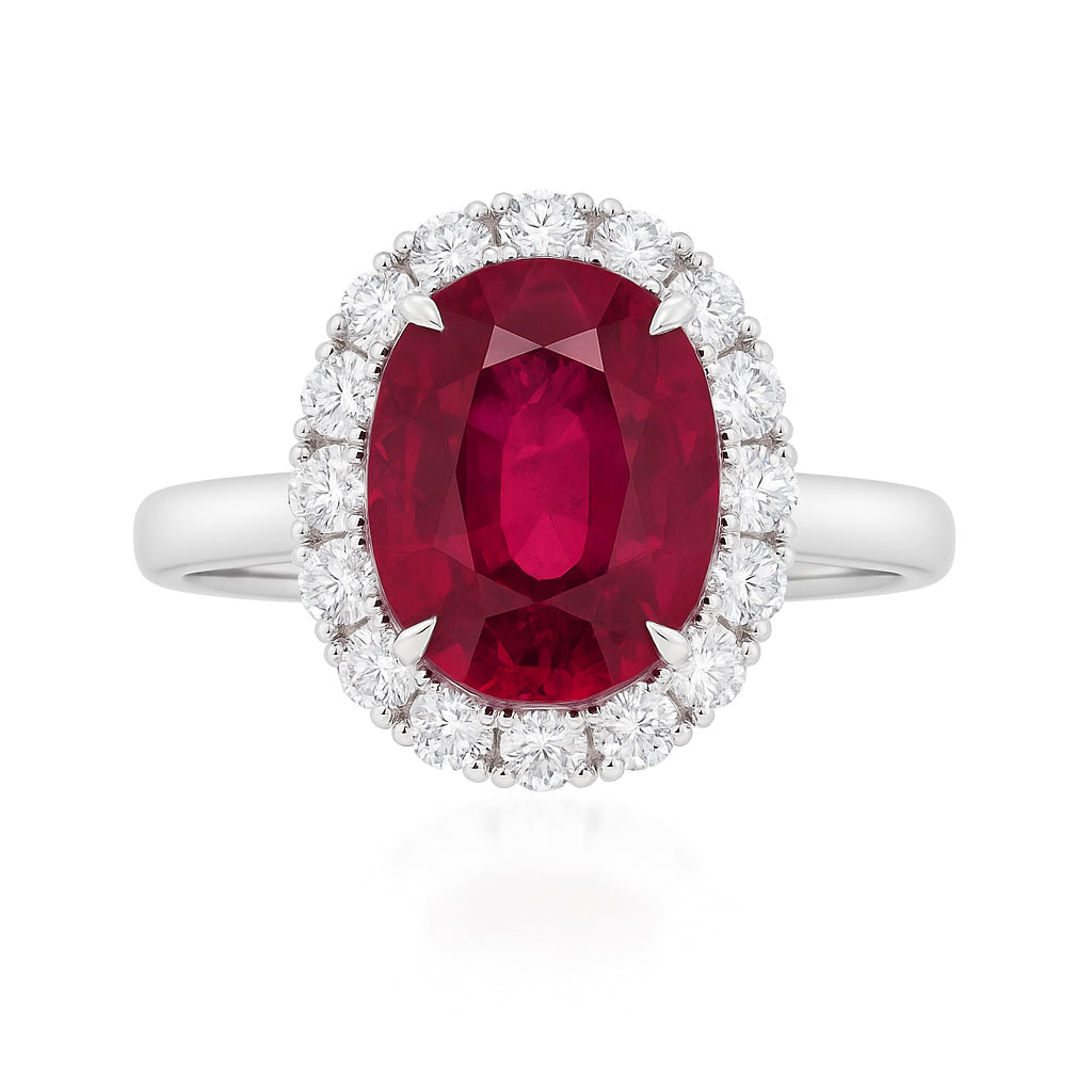 Handmade 18K White Gold Rubellite Ring, 3.55ct