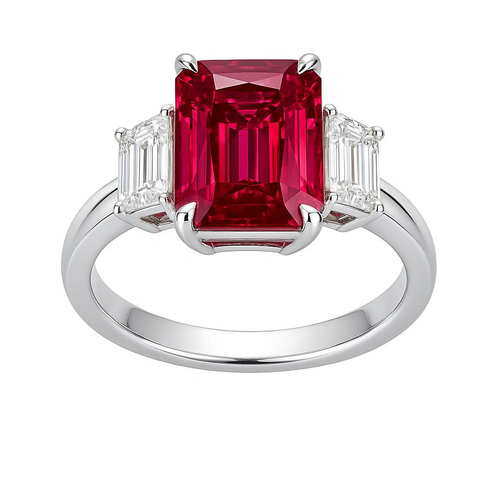 Handmade 18K White Gold Rubellite Ring, 3.46ct