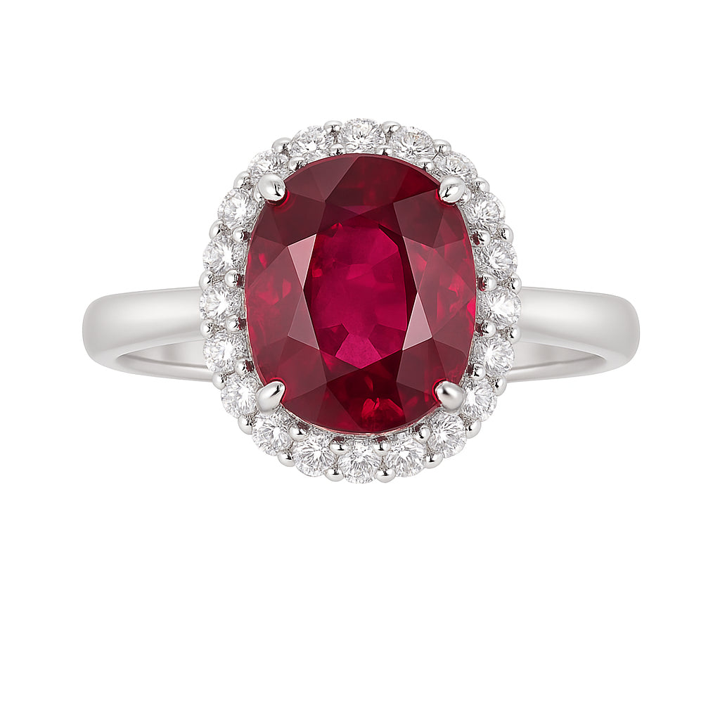 Handmade 18K White Gold Rubellite Ring, 3.97ct