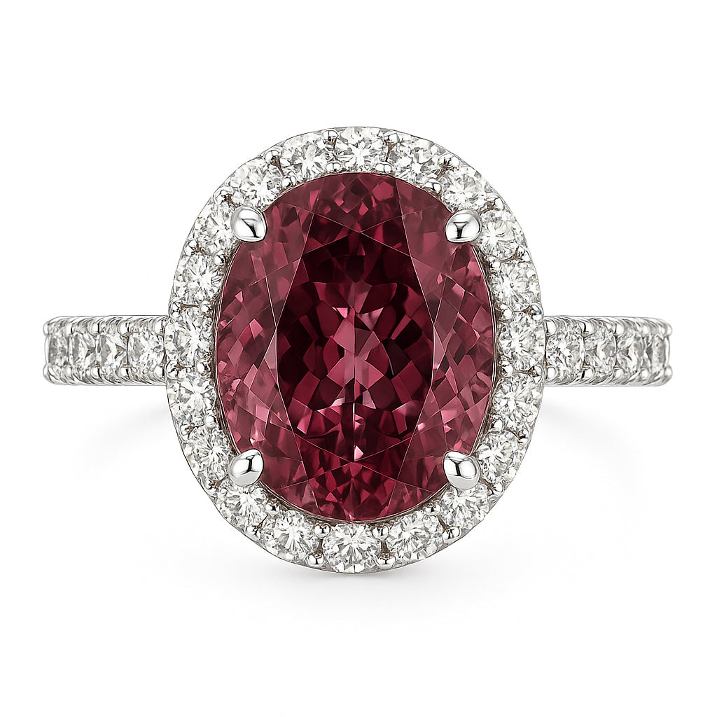 Handmade 18K White Gold Pink Tourmaline Ring, 2.85ct