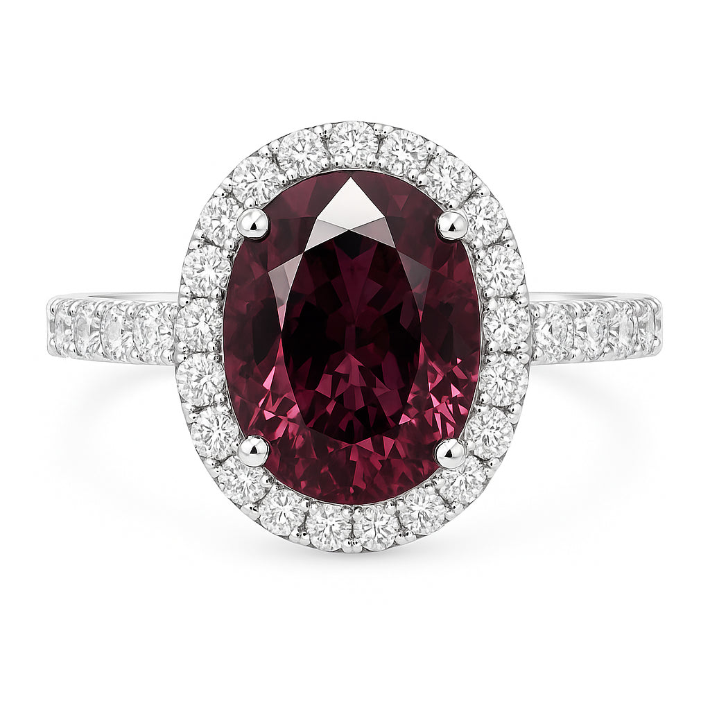 Handmade 18K White Gold Pink Tourmaline Ring, 3.54ct