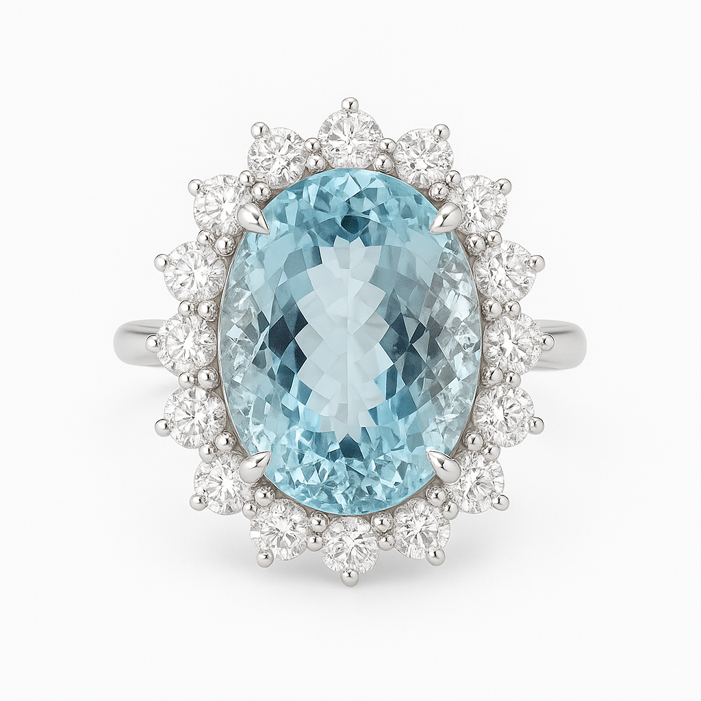 Handmade 18K White Gold Aquamarine Ring, 9.98ct
