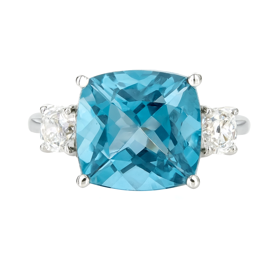 Handmade Platinum Aquamarine Ring, 4.54ct